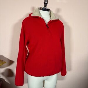 Disegna D’Italia Vintage Designer Red Sherpa collar quarter Zip Ski sweater